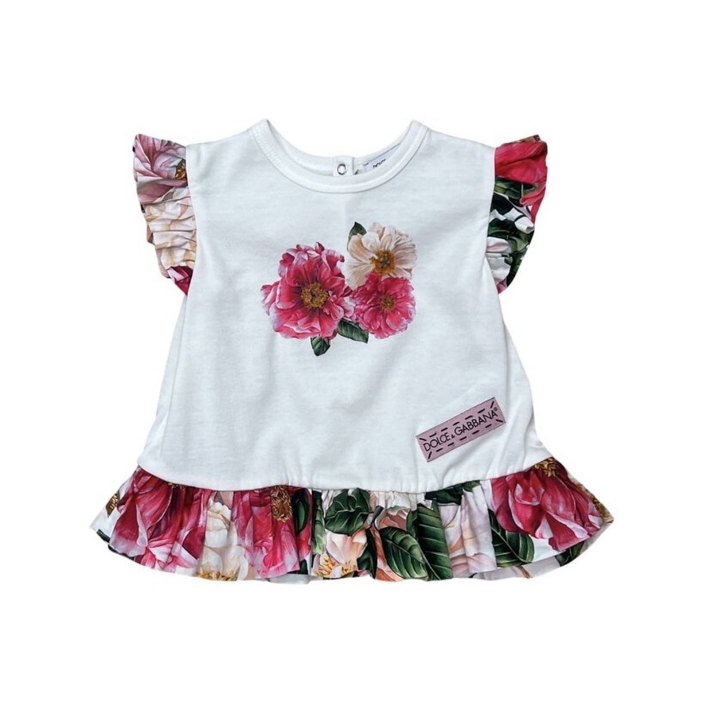 Floral Ruffle Trim Tee